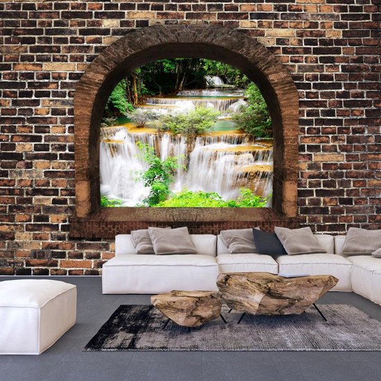 Zelfklevend fotobehang - Stony Window: Waterfalls.