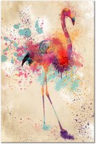 Schilderij - Watercolor Flamingo (1 Part) Vertical.