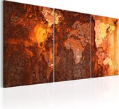 Schilderij - World Map: Old Rust.