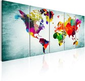 Schilderij - World Map: Green Vignette.