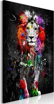 Schilderij - Colourful Animals: Lion (1 Part) Vertical.