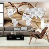 Fotobehang - World Map - White & Diamonds.