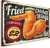 Schilderij - Chicken Wings, Reclamebord, Premium Print op Canvas