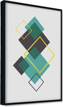 Akoestische panelen - Geluidsisolatie - Akoestische wandpanelen - Akoestisch schilderij AcousticPro® - paneel met grafisch groene elementen - Design 39 - basic - 100x70 - zwart- Wa
