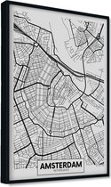 Akoestische panelen - Geluidsisolatie - Akoestische wandpanelen - Akoestisch schilderij AcousticPro® - paneel plattegrond van Amsterdam, Nederland - Design 72 - Premium - 60X90 - W