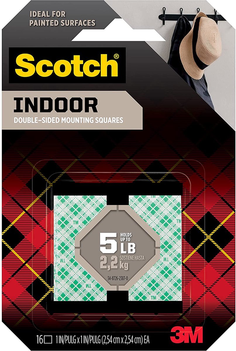 Scotch 3M Heavy Duty Permanente montagetape voor een gewicht van 2,2 kg 16 x vierkant 25,4 mm x 25,4 mm - 3M