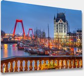 Akoestische panelen - Geluidsisolatie - Akoestische wandpanelen - Akoestisch schilderij AcousticBudget® - paneel met de oude haven Rotterdam - design 195 - 70x50 - Wanddecoratie -