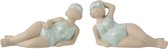 J-Line Vrouw Badpak Liggend Keramiek Aqua Assortiment Van 2  / Set van 4 tuks