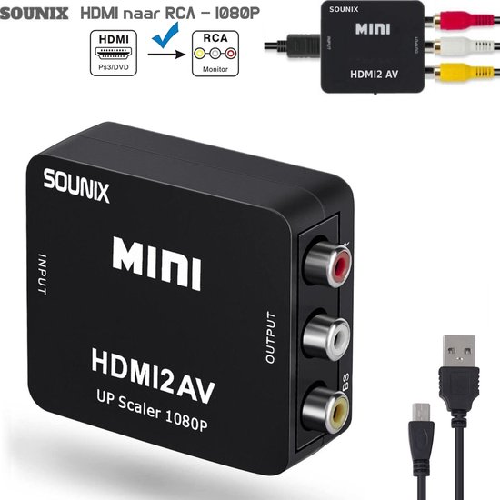 Sounix HDMI Naar Tulp AV Converter - HDMI Naar RCA - Audio Video |