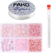 Fako Bijoux® - DIY Kralen Set - Glas Kralen Set - Sieraden Maken - 698 Stuks - Roze