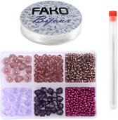 Fako Bijoux® - DIY Kralen Set - Glas Kralen Set - Glaskralen - Sieraden Maken - 698 Stuks - Paars