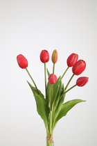 Kunstbloem - Tulp - topkwaliteit decoratie - 1 stuk - zijden boeket - Roze - 39 cm hoog