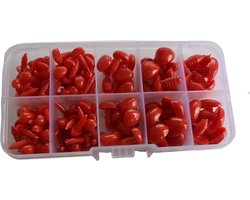 Veiligheidsneusjes - Beren Neusjes - Knuffel Neusjes - Met Sluitringen - 5 maten 125st - Rood