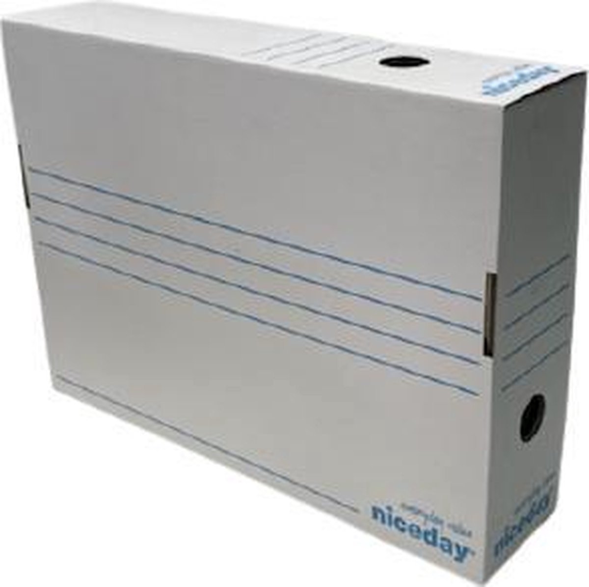 Niceday Archiefdoos - Wit en blauw karton - Formaat 335 x 100 x 245 mm - Verkocht in verpakkingen van 50