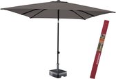 Rechthoekige parasol Taupe met voet en hoes | Madison Corsica 200 x 250 cm kantelbaar