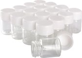 Mini Glazen Potjes 100 Stuks - 5ml Inhoud - Flesjes Met Plastic Schroefdop Deksel - Sample Flessen - Voor Verf, Parfum Etc. - Glas