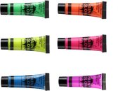 DW4Trading Glow in The Dark Face & Body Paint Tubes - Set 6 Kleuren - Waterbasis