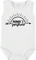 Baby Rompertje met tekst 'Mommy's sunshine' | mouwloos l | wit zwart | maat 62/68 | cadeau | Kraamcadeau | Kraamkado