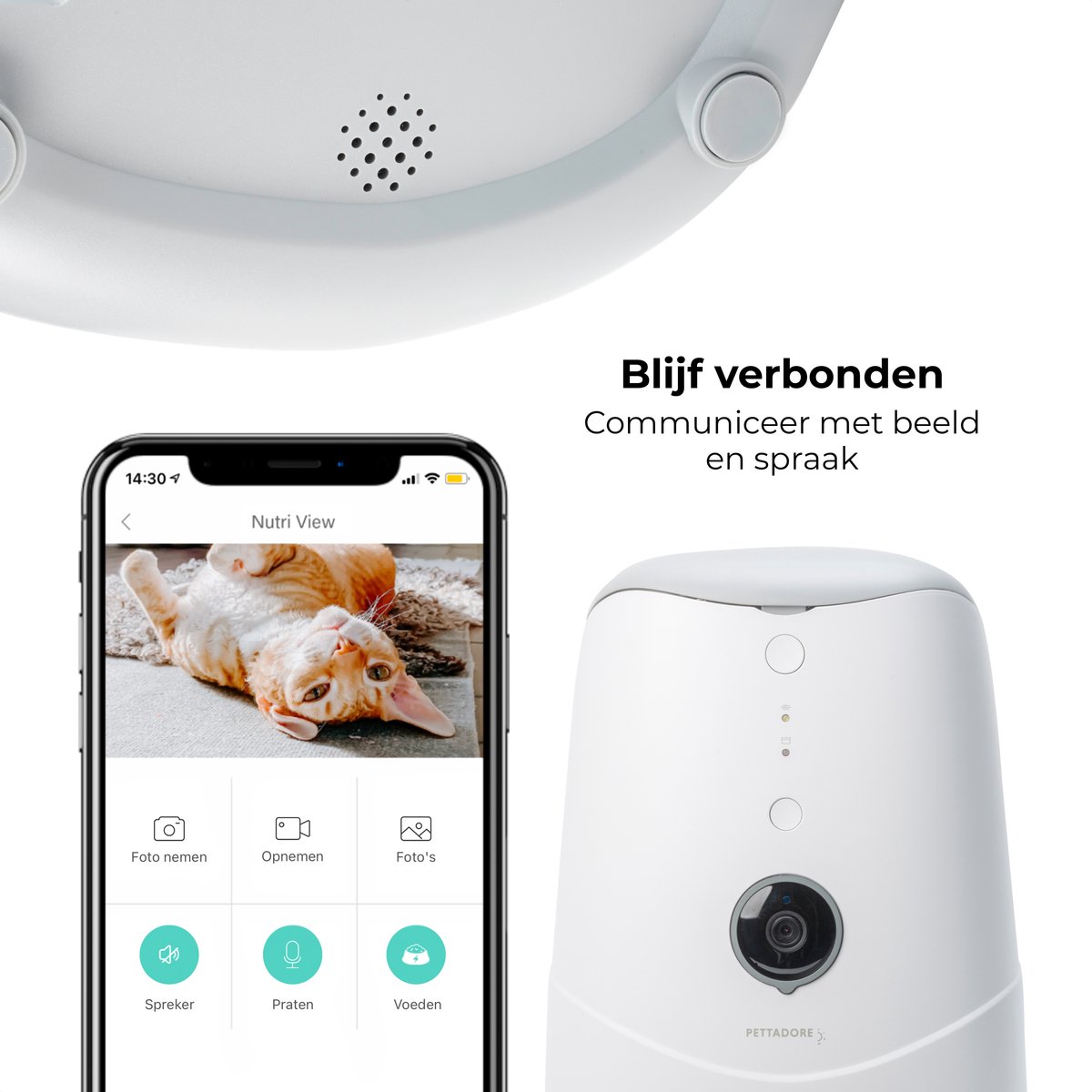 Pettadore Nutri View 2 - Automatische Voerbak Kat/Hond - Voerautomaat Kat - Smart Met Camera En App - Wit - 3.7 L thumbnail 5