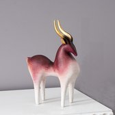BaykaDecor - Uniek Magisch Antilope Beeld - Woondecoratie - Cadeau - Feng Shui Decoratieve Accessoires - Kunst - Wijn Rood - 32 cm