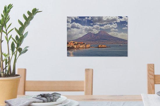 Tableau sur toile Le Vésuve en Italie vu de l'eau - 30x20 cm - Décoration murale