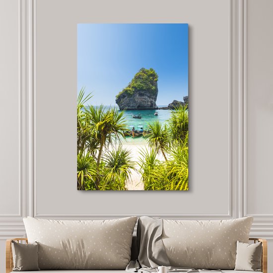 Tableau sur toile Vue de Nui Beach en Thailande - 120x180 cm - Décoration murale XXL