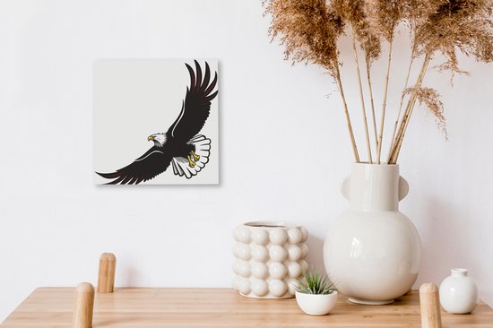 Toile Peinture Illustration d'un Aigle qui s'envole - 20x20 cm - Décoration murale