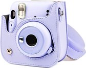 Fujifilm Instax Mini 11 Case, Mini PU lederen cameratas tas, Camera beschermhoes voor Fujifilm Instax Mini 11, met verstelbare schouderband(Purper)