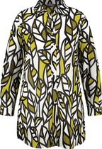 SAMOON Dames Lange blouse met bladprint van organic cotton