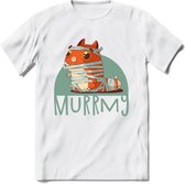 Kat murrmy T-Shirt Grappig | Dieren katten halloween Kleding Kado Heren / Dames | Animal Skateboard Cadeau shirt - Wit - 3XL