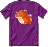 Silly cat T-Shirt Grappig | Dieren katten Kleding Kado Heren / Dames | Animal Skateboard Cadeau shirt - Paars - S