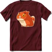 Silly cat T-Shirt Grappig | Dieren katten Kleding Kado Heren / Dames | Animal Skateboard Cadeau shirt - Burgundy - S