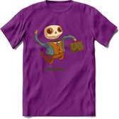 Casual skelet T-Shirt Grappig | Dieren halloween Kleding Kado Heren / Dames | Animal Skateboard Cadeau shirt - Paars - XXL