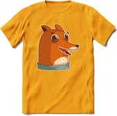 Lachende vos T-Shirt Grappig | Dieren honden Kleding Kado Heren / Dames | Animal Skateboard Cadeau shirt - Geel - XXL