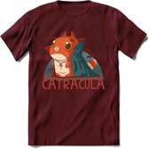 Graaf catracula T-Shirt Grappig | Dieren katten halloween Kleding Kado Heren / Dames | Animal Skateboard Cadeau shirt - Burgundy - L