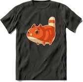 Jagende kat T-Shirt Grappig | Dieren katten Kleding Kado Heren / Dames | Animal Skateboard Cadeau shirt - Donker Grijs - L