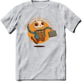 Casual skelet T-Shirt Grappig | Dieren halloween Kleding Kado Heren / Dames | Animal Skateboard Cadeau shirt - Licht Grijs - Gemaleerd - XXL