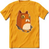 Casual kat T-Shirt Grappig | Dieren katten Kleding Kado Heren / Dames | Animal Skateboard Cadeau shirt - Geel - M