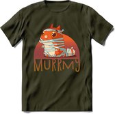 Kat murrmy T-Shirt Grappig | Dieren katten halloween Kleding Kado Heren / Dames | Animal Skateboard Cadeau shirt - Leger Groen - XL