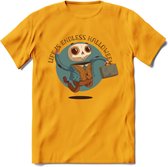 Casual skelet T-Shirt Grappig | Dieren halloween Kleding Kado Heren / Dames | Animal Skateboard Cadeau shirt - Geel - 3XL