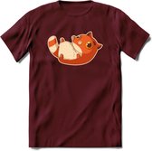 Schattige kat T-Shirt Grappig | Dieren katten Kleding Kado Heren / Dames | Animal Skateboard Cadeau shirt - Burgundy - XL