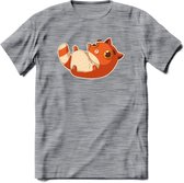 Schattige kat T-Shirt Grappig | Dieren katten Kleding Kado Heren / Dames | Animal Skateboard Cadeau shirt - Donker Grijs - Gemaleerd - XL