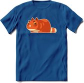 Schattige kat klaar voor aanval T-Shirt Grappig | Dieren katten Kleding Kado Heren / Dames | Animal Skateboard Cadeau shirt - Donker Blauw - S