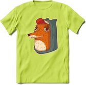 Hippe vos T-Shirt Grappig | Dieren honden Kleding Kado Heren / Dames | Animal Skateboard Cadeau shirt - Groen - S