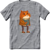 Casual kat T-Shirt Grappig | Dieren katten Kleding Kado Heren / Dames | Animal Skateboard Cadeau shirt - Donker Grijs - Gemaleerd - L