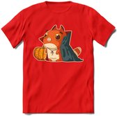 Graaf Dracula kat T-Shirt Grappig | Dieren katten halloween Kleding Kado Heren / Dames | Animal Skateboard Cadeau shirt - Rood - S
