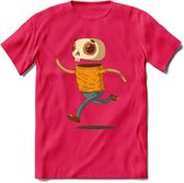Casual skelet T-Shirt Grappig | Dieren halloween Kleding Kado Heren / Dames | Animal Skateboard Cadeau shirt - Roze - S