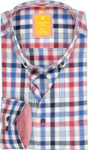 Redmond modern fit overhemd - Oxford - blauw - wit en rood geruit - Strijkvriendelijk - Boordmaat: 45/46