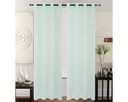 Kant en Klaar Vitrage Gordijn - Met Ringen - 140x240 cm - Licht Blauw