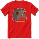 Casual duif T-Shirt Grappig | Dieren vogels Kleding Kado Heren / Dames | Animal Skateboard Cadeau shirt - Rood - M